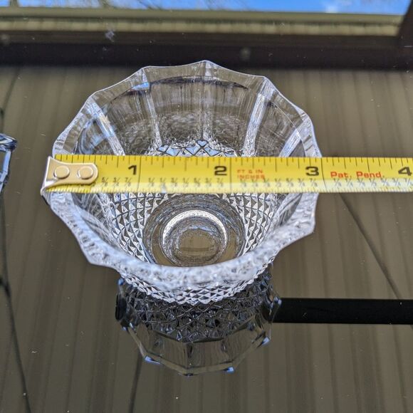 Cut Lead Crystal Sugar Creamer Tray Set Germany Hobnail Exquisite Detail MCM - Picture 13 of 16